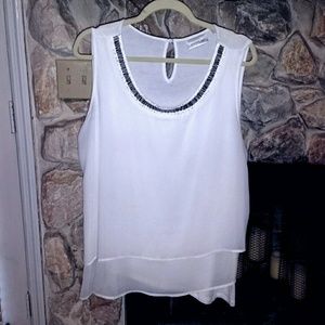 White embellished collar tunic